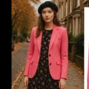 New SMYTHE BOY BLAZER W/ TWO-BUTTON FRONT, PINK IN HIBISCUS Size 6